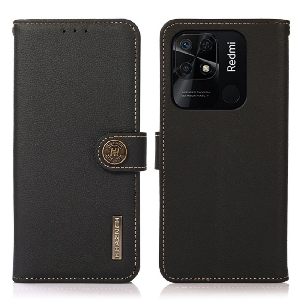 Kožené Pouzdro Na Xiaomi Redmi 10C Khazneh Rfid Pravá Kůže