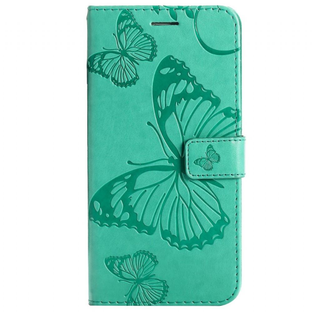 Kožené Pouzdro Na Xiaomi Redmi 10C Na Lana Obří Motýli