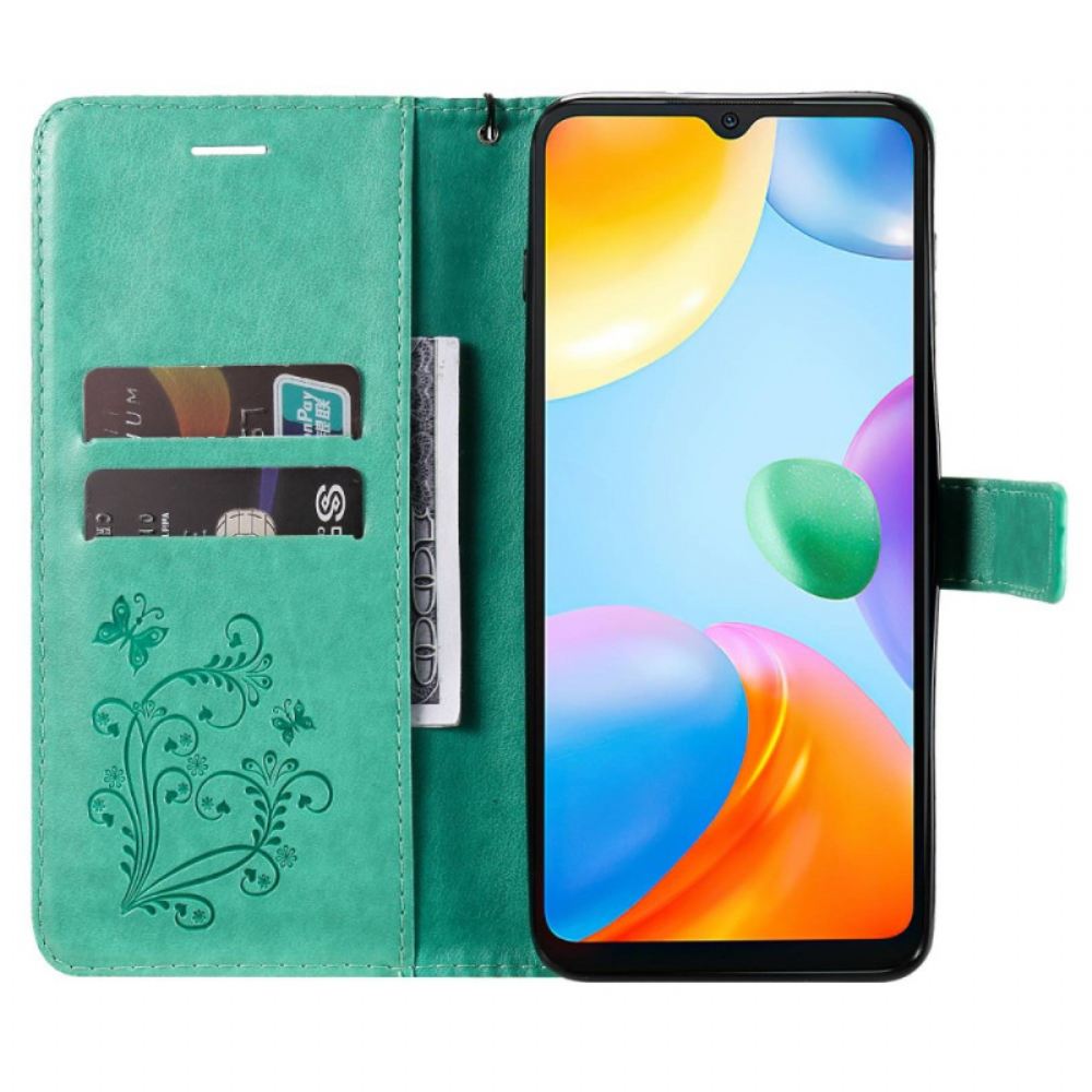Kožené Pouzdro Na Xiaomi Redmi 10C Na Lana Obří Motýli
