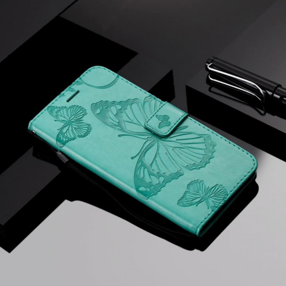Kožené Pouzdro Na Xiaomi Redmi 10C Na Lana Obří Motýli