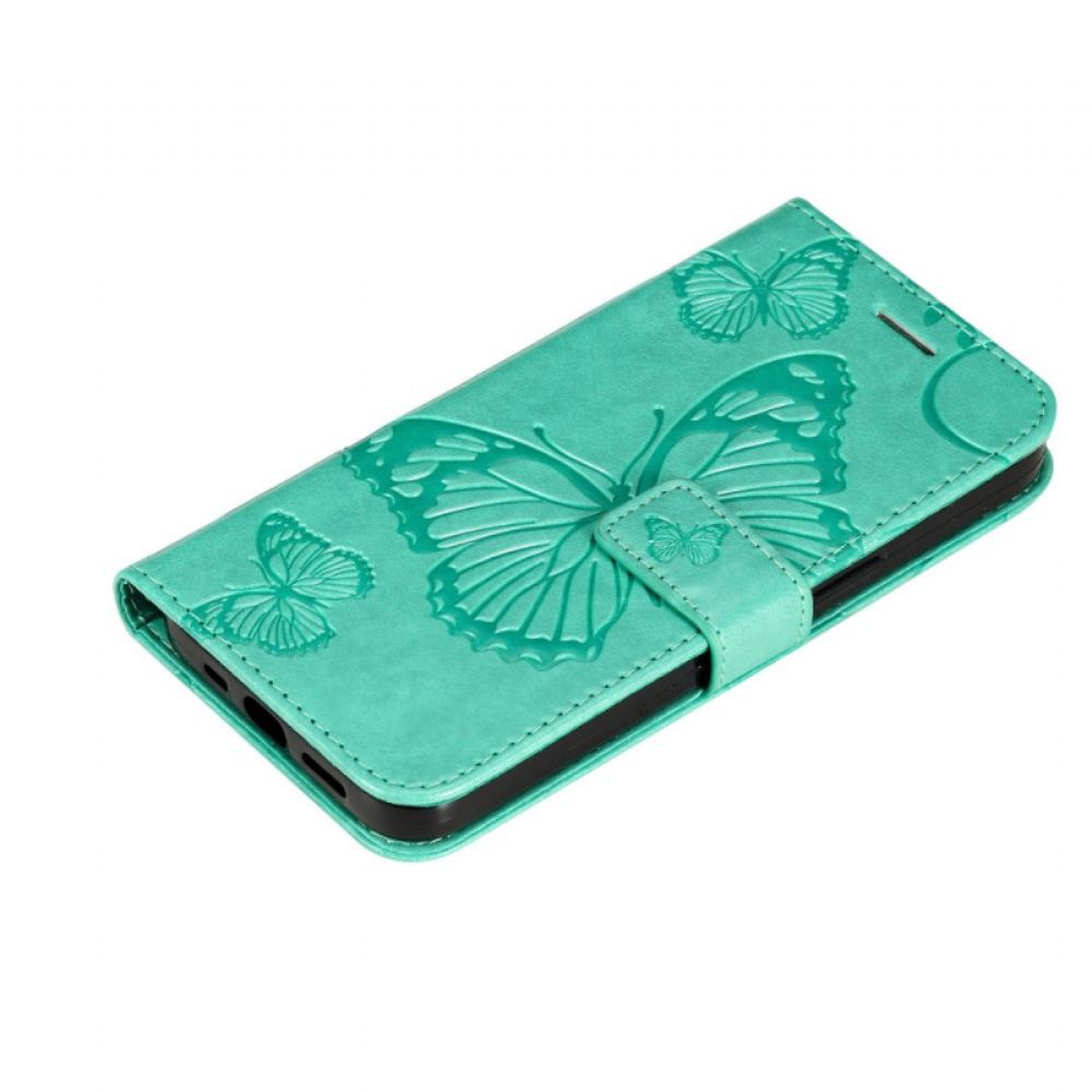 Kožené Pouzdro Na Xiaomi Redmi 10C Na Lana Obří Motýli