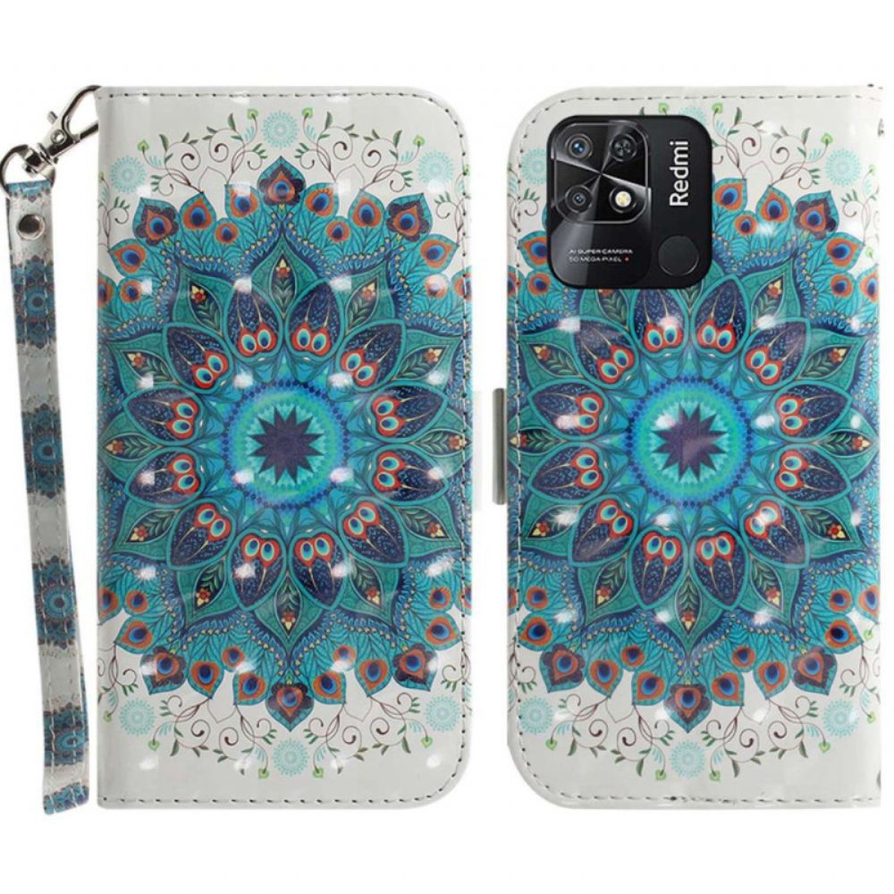 Kožené Pouzdro Na Xiaomi Redmi 10C Na Lana Strappy Mandala
