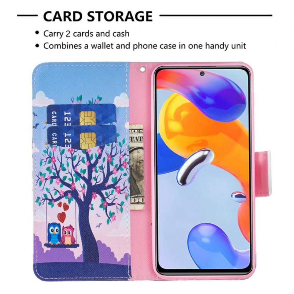 Kožené Pouzdro Na Xiaomi Redmi 10C Sovy Na Houpačce
