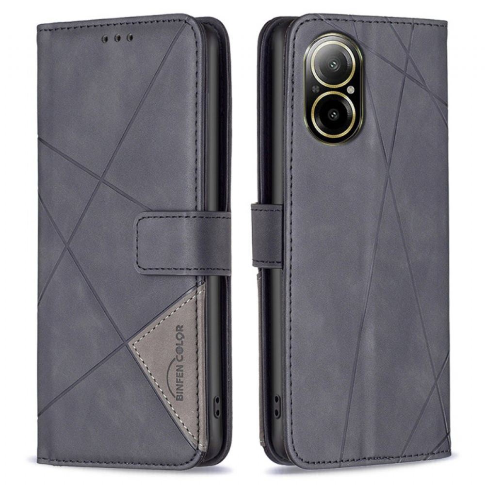 Kožený Kryt Na Realme C67 Geometrický Vzor Binfen Color