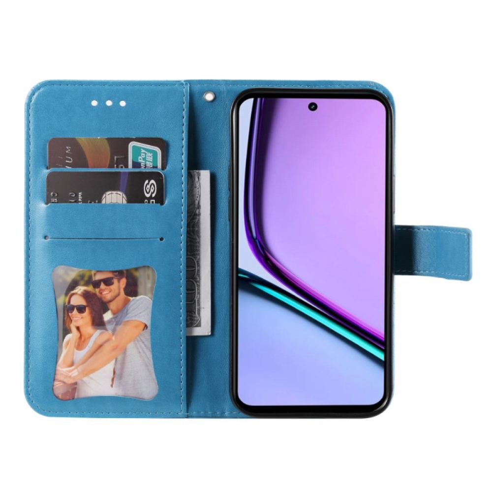 Kožený Kryt Realme C67 Květinový Vzor S Páskem