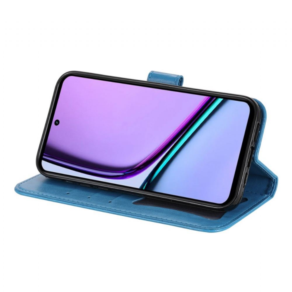 Kožený Kryt Realme C67 Květinový Vzor S Páskem