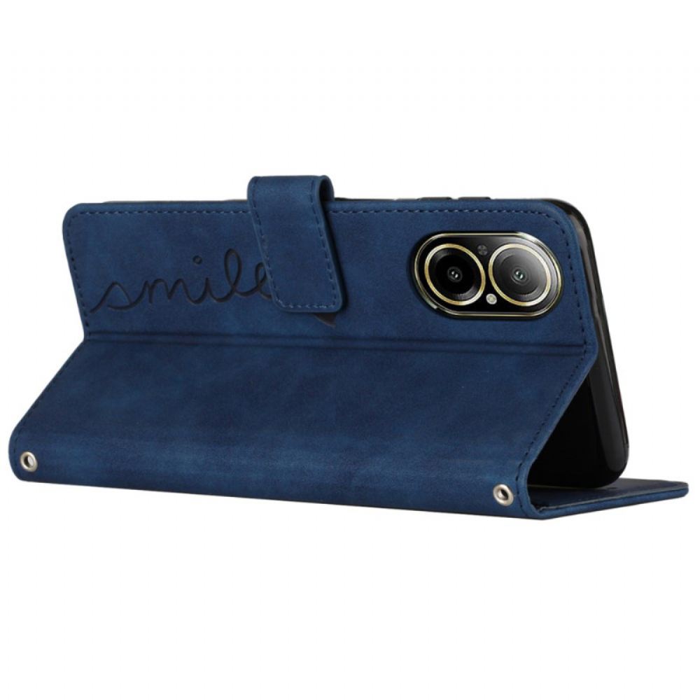 Kožený Kryt Realme C67 Úsměv S Semišovým Efektem