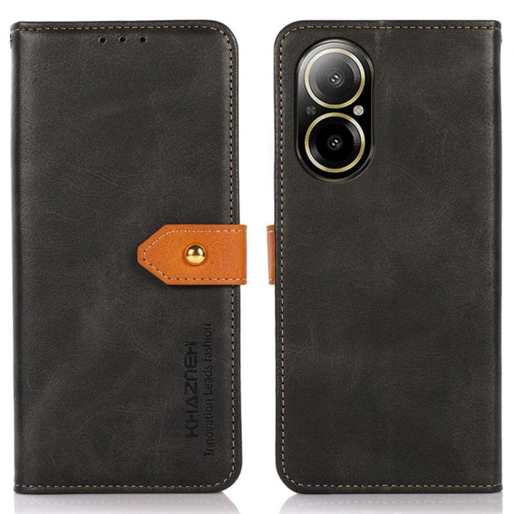 Kožený Kryt Realme C67 Zlatá Spona Khazneh