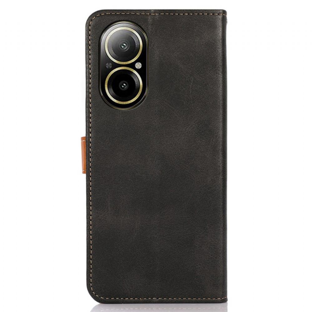 Kožený Kryt Realme C67 Zlatá Spona Khazneh