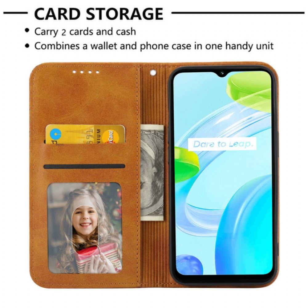 Kožené Pouzdro Folio Realme C53 Popruh S Diamantovým Vzorem