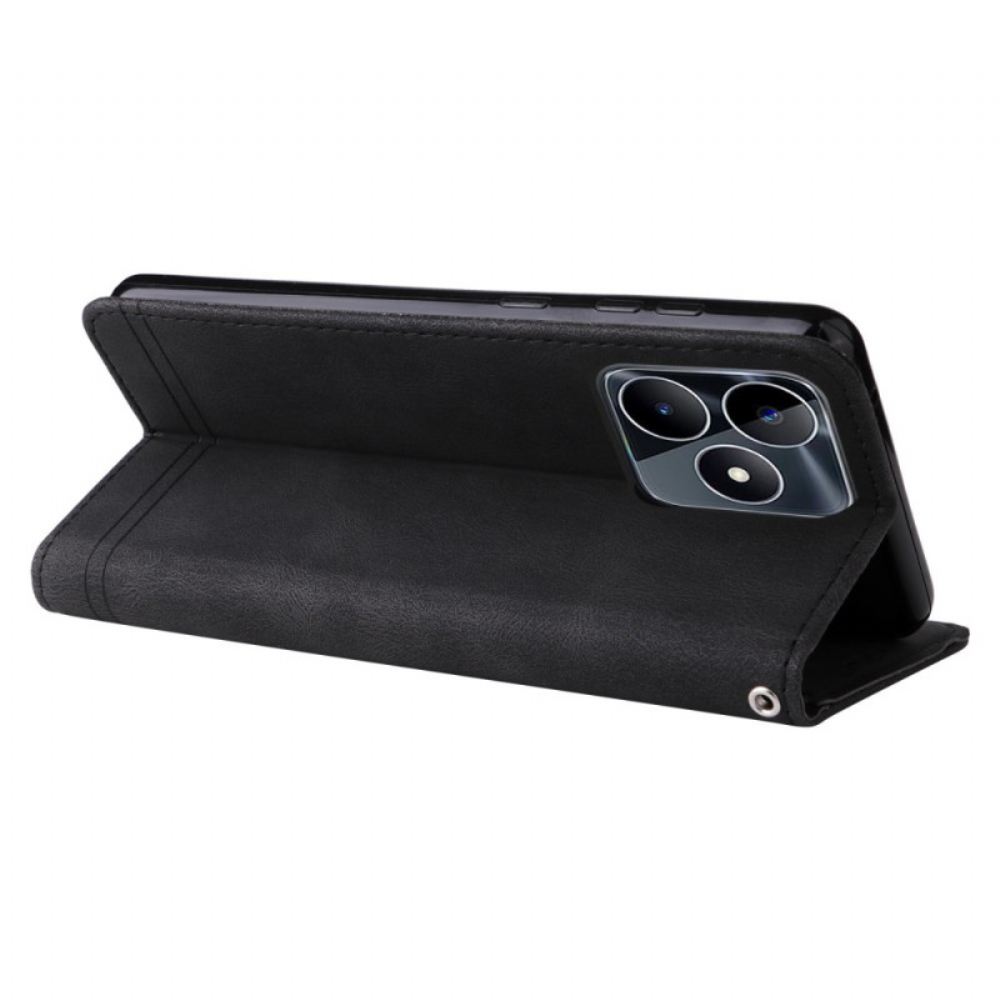 Kožený Kryt Realme C53 Nýt S Popruhem