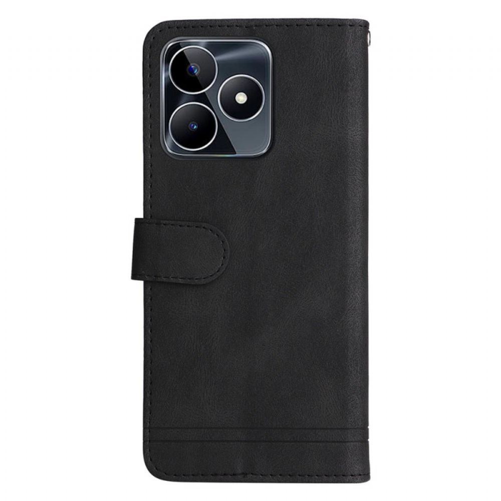 Kožený Kryt Realme C53 Nýt S Popruhem