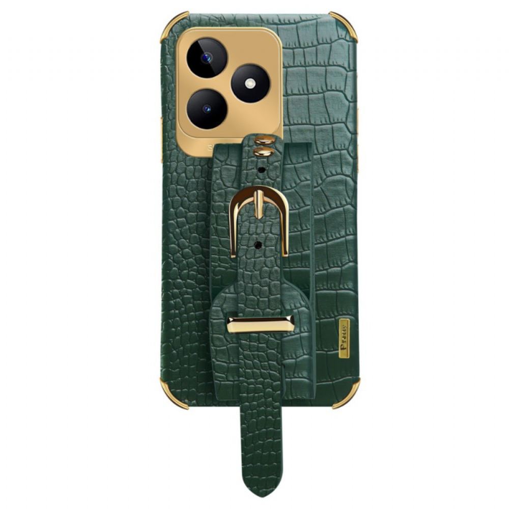 Kryt Na Realme C53 Náramek S Texturou Krokodýla Podpora