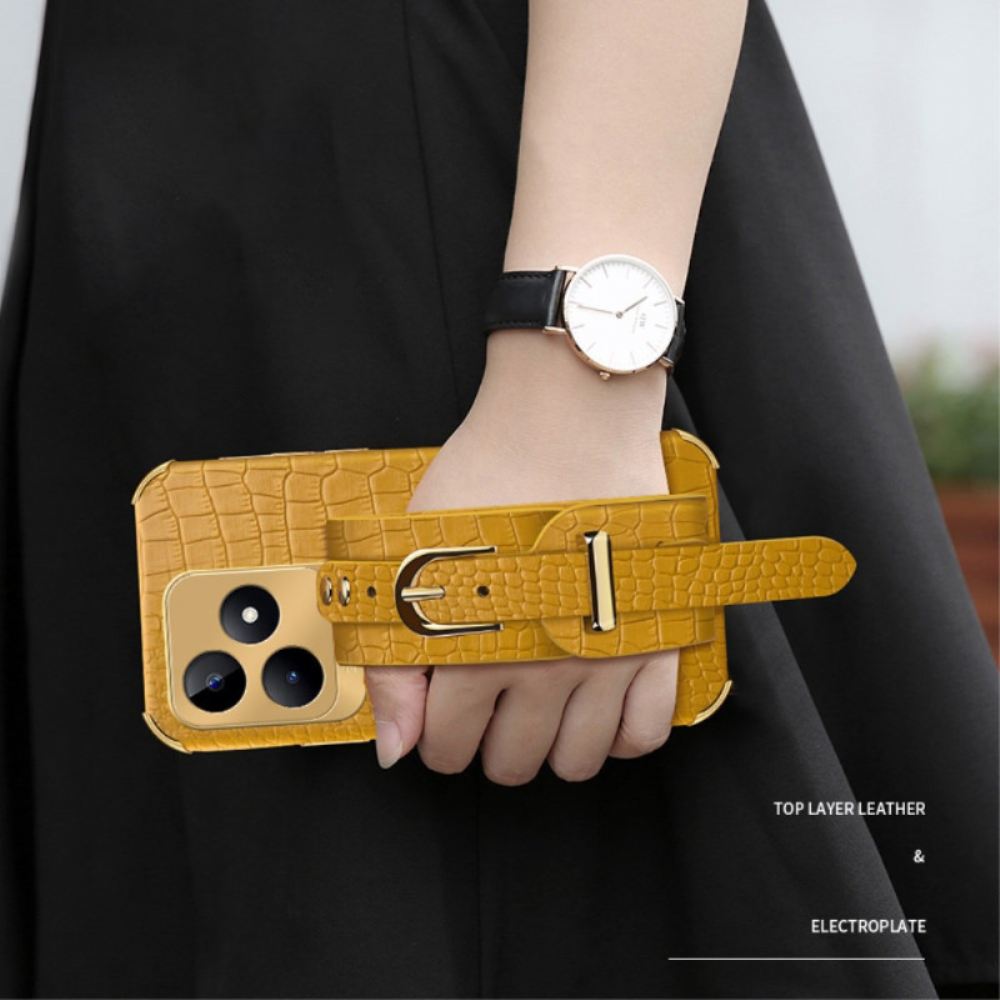 Kryt Na Realme C53 Náramek S Texturou Krokodýla Podpora