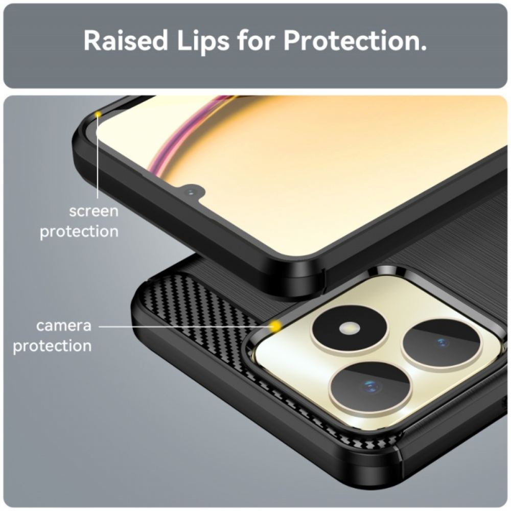 Kryt Realme C53 Kryty Na Mobil Kartáčované Uhlíkové Vlákno