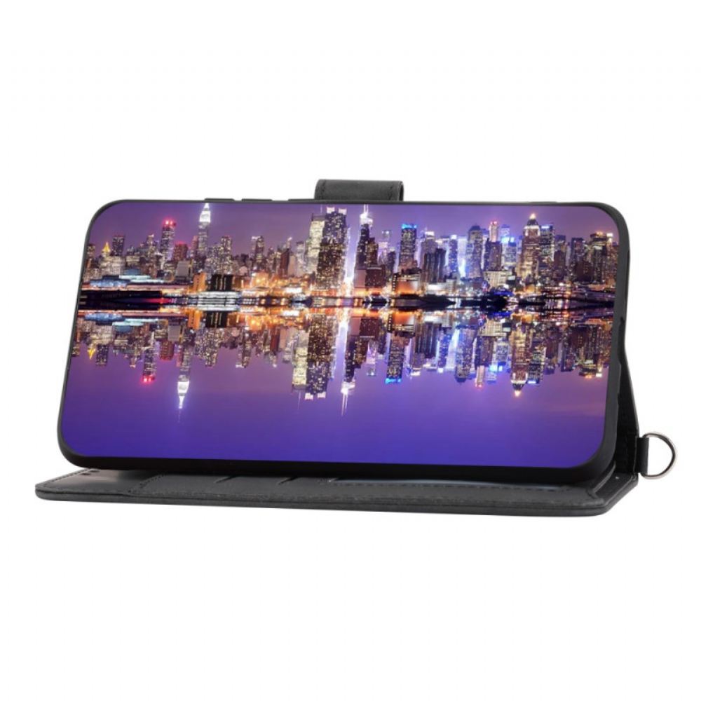 Peněženková Pouzdra Realme C53 Kryty Na Mobil Květinový Vzor S Popruhem A Ramenním Popruhem