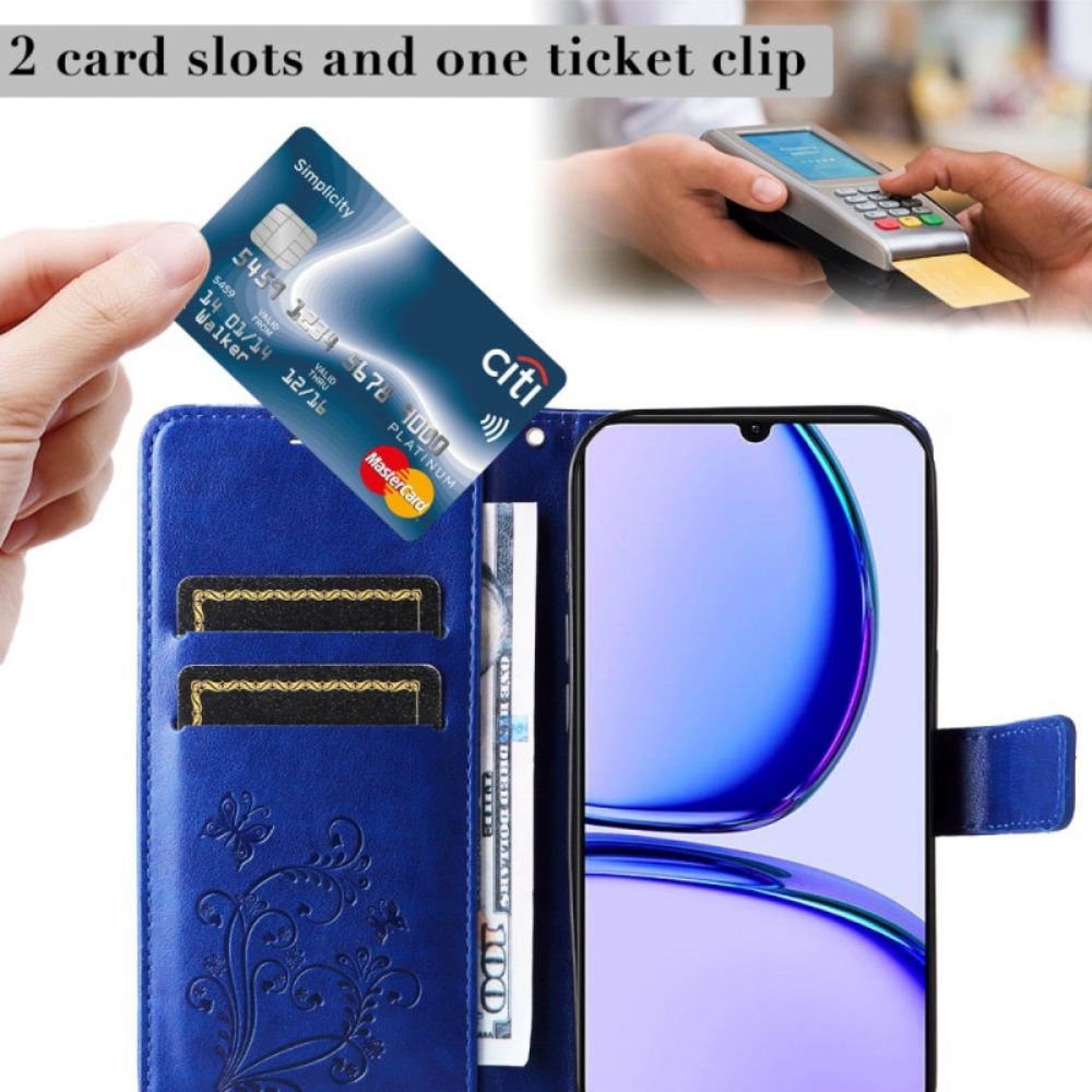 Peněženková Pouzdra Realme C53 Kryty Na Mobil Obří Motýli S Popruhem