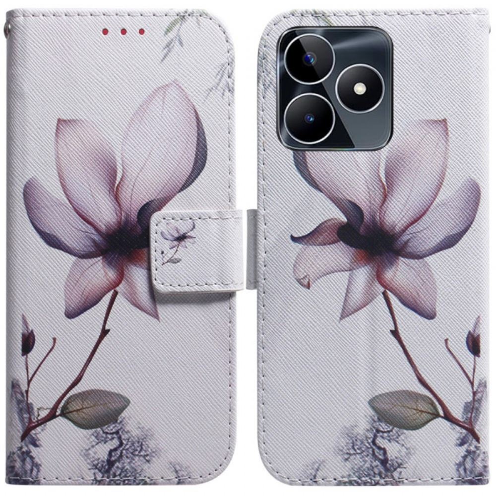 Peněženková Pouzdra Realme C53 Kryty Na Mobil Růžový Květ