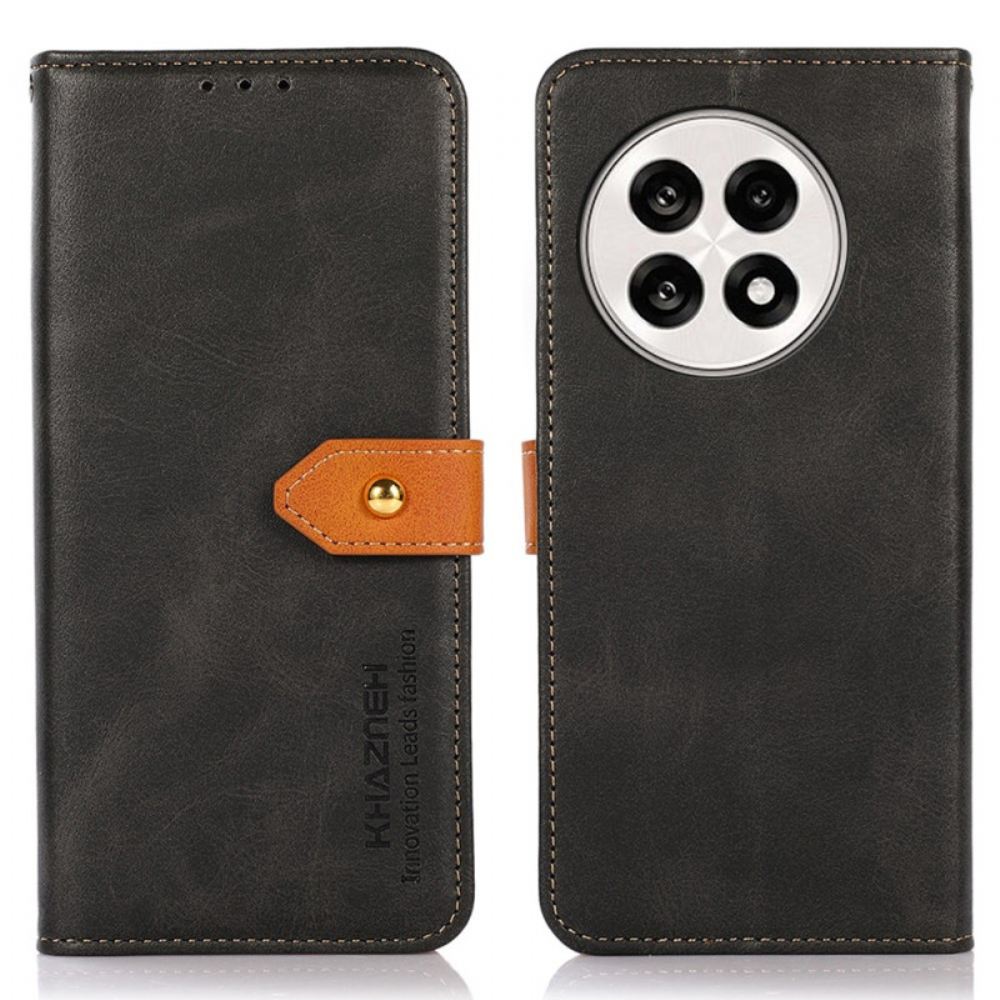 Kožený Kryt Na Oneplus 13r Khazneh Zlatá Spona