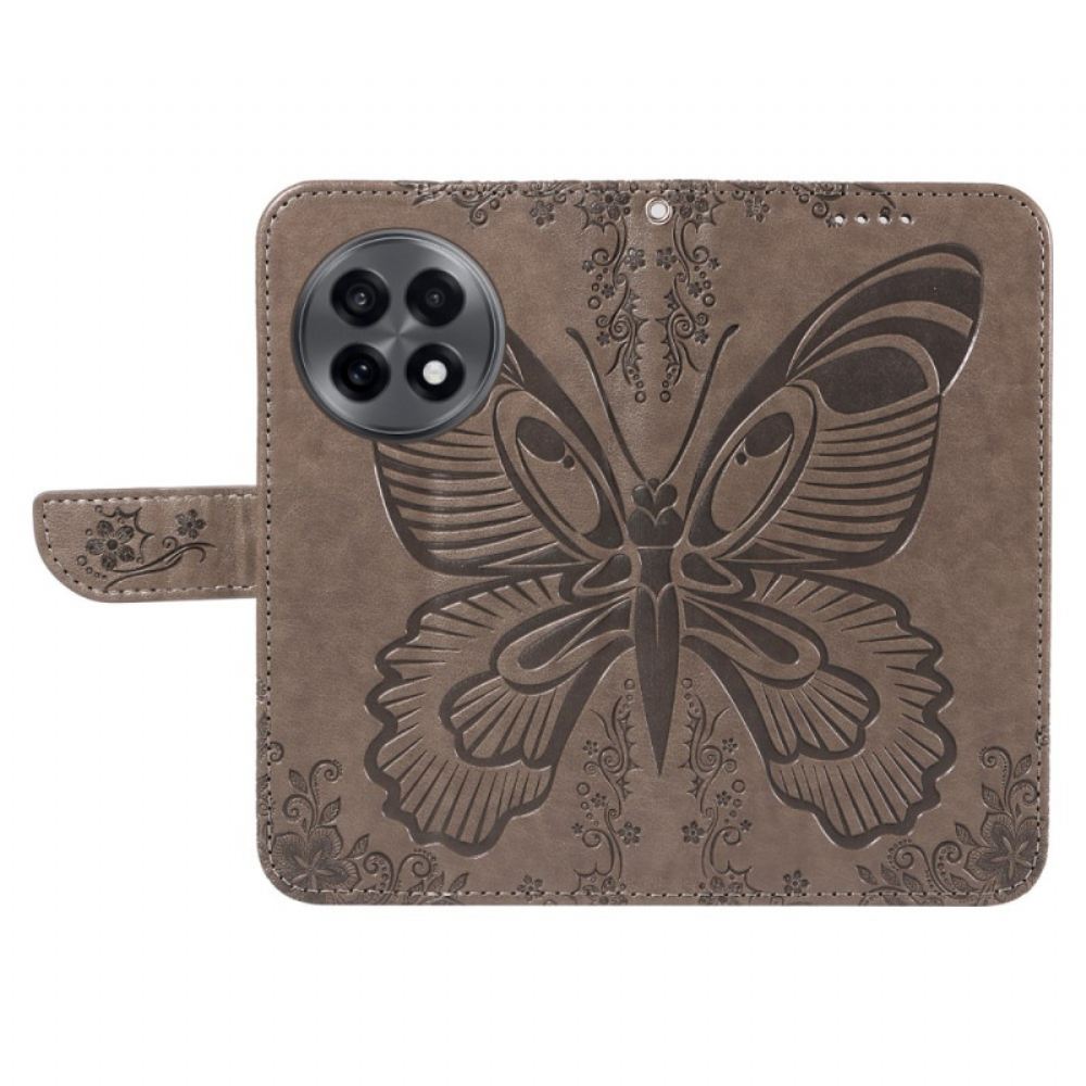 Kožený Kryt Na Oneplus 13r Peněženka S Motýlím Vzorem