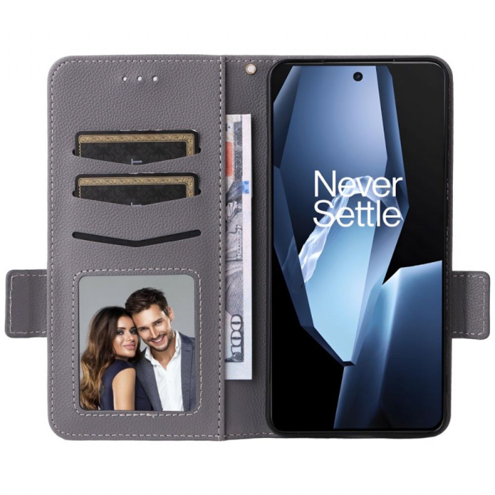 Kožený Kryt Na Oneplus 13r Textura Liči S Popruhem