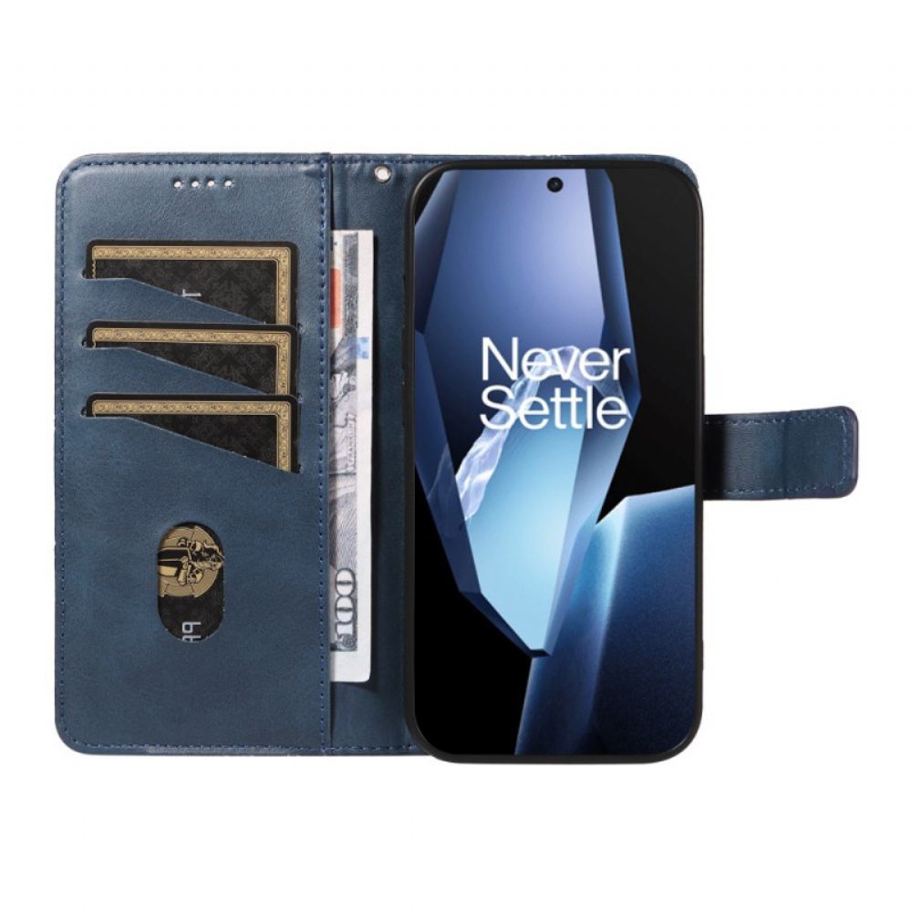 Kožený Kryt Oneplus 13r Geometrický Design