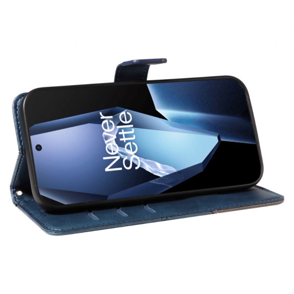 Kožený Kryt Oneplus 13r Geometrický Design