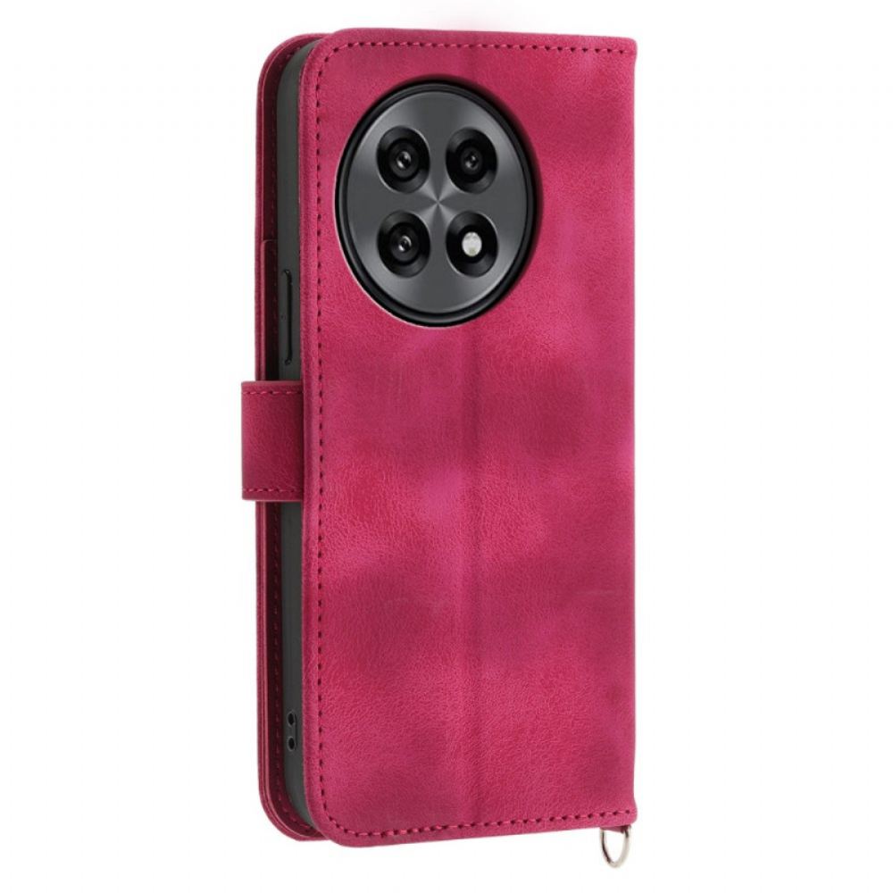 Kožený Kryt Oneplus 13r Semišová Krajková Peněženka S Popruhem A Ramenním Popruhem