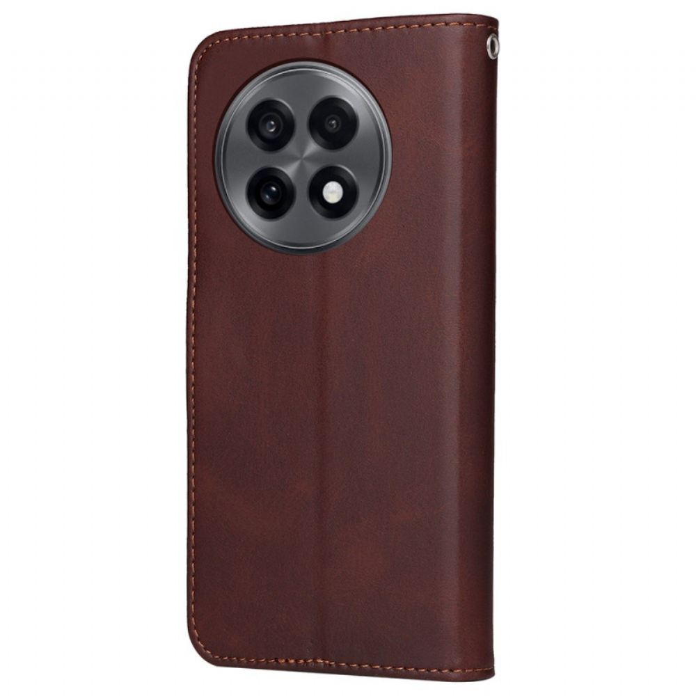 Kožený Kryt Oneplus 13r Řemínek S Efektem Obyčejné Kůže