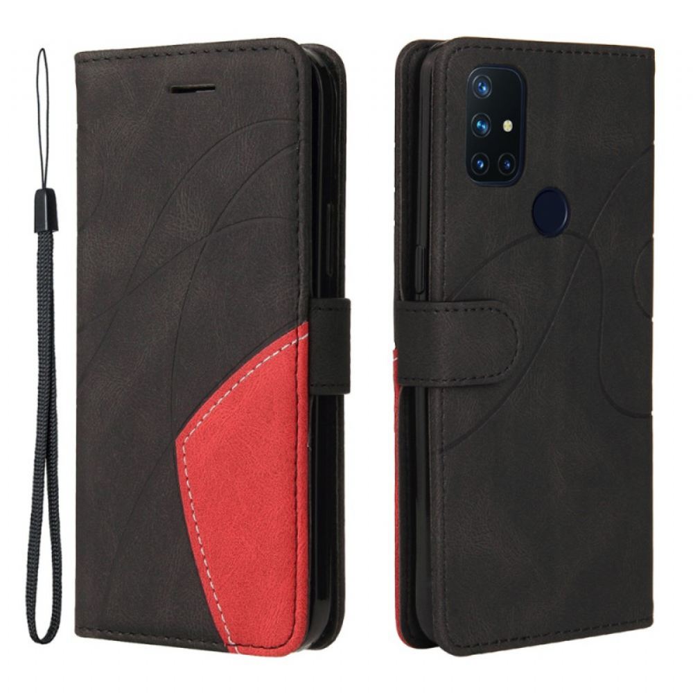 Flipové Pouzdro Na OnePlus Nord N10 Dvoubarevná Charakteristická Umělá Kůže