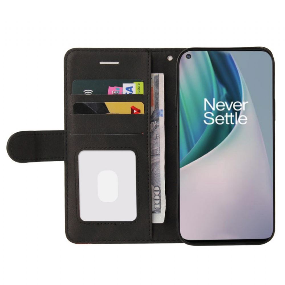 Flipové Pouzdro Na OnePlus Nord N10 Dvoubarevná Charakteristická Umělá Kůže