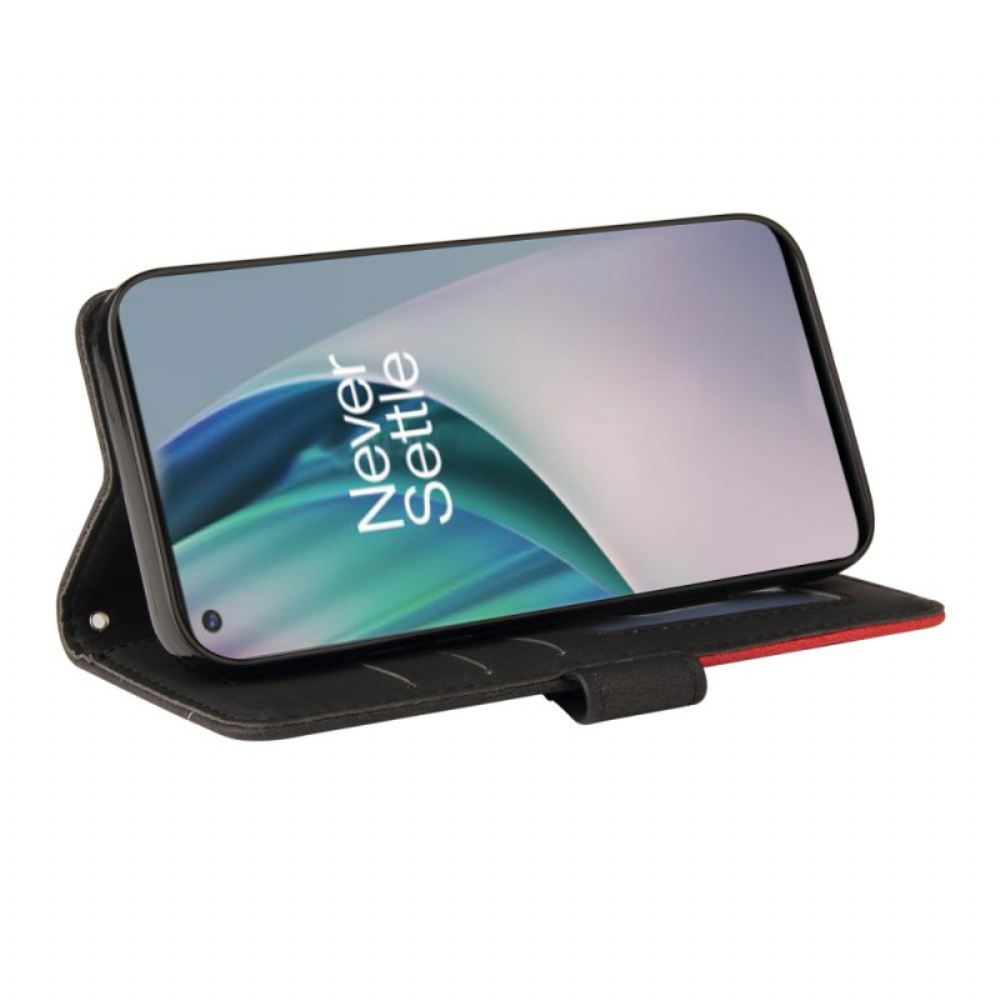 Flipové Pouzdro Na OnePlus Nord N10 Dvoubarevná Charakteristická Umělá Kůže