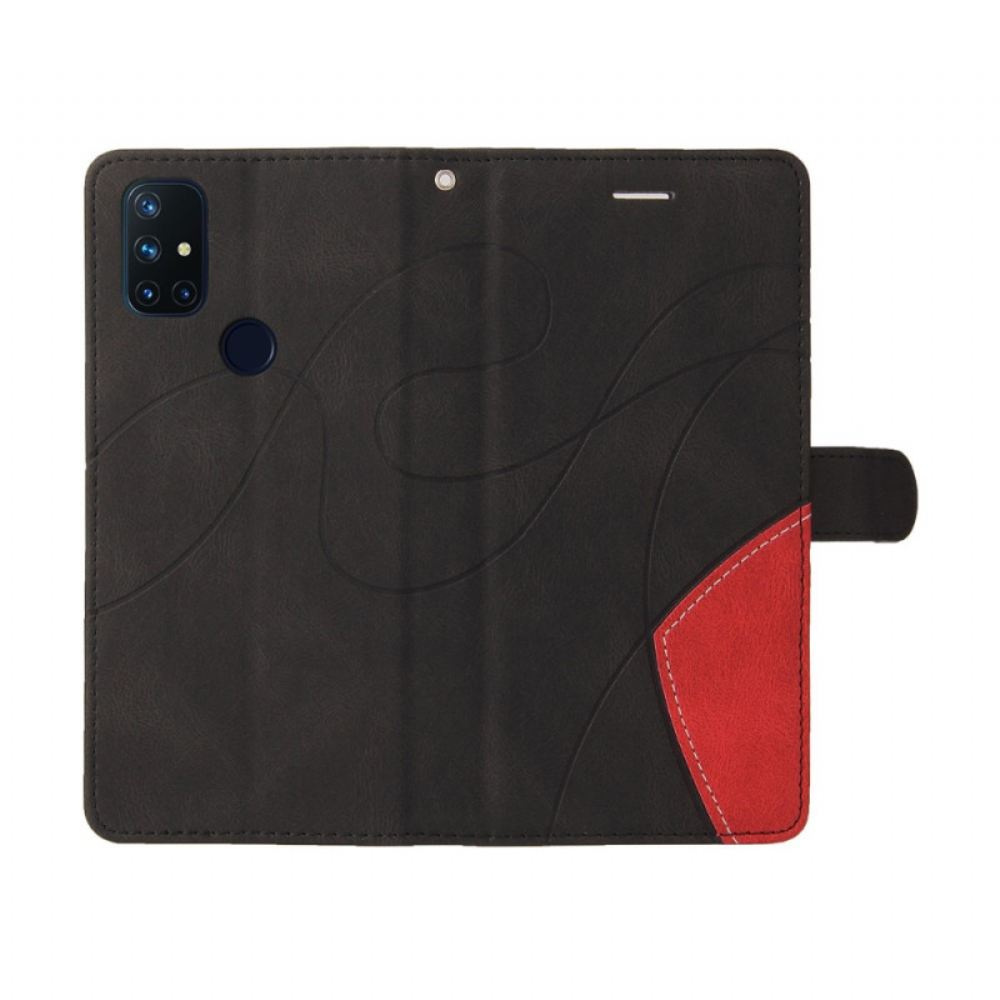 Flipové Pouzdro Na OnePlus Nord N10 Dvoubarevná Charakteristická Umělá Kůže