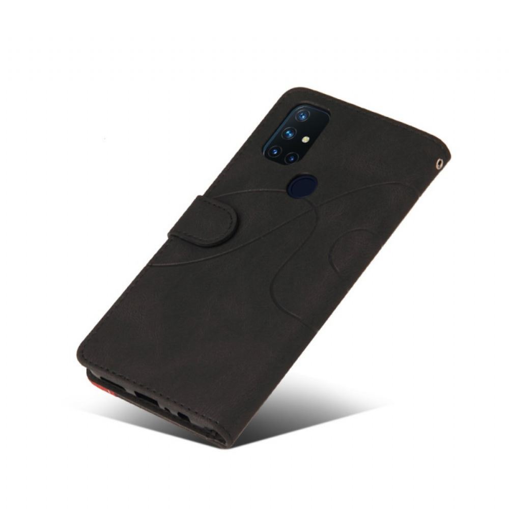 Flipové Pouzdro Na OnePlus Nord N10 Dvoubarevná Charakteristická Umělá Kůže
