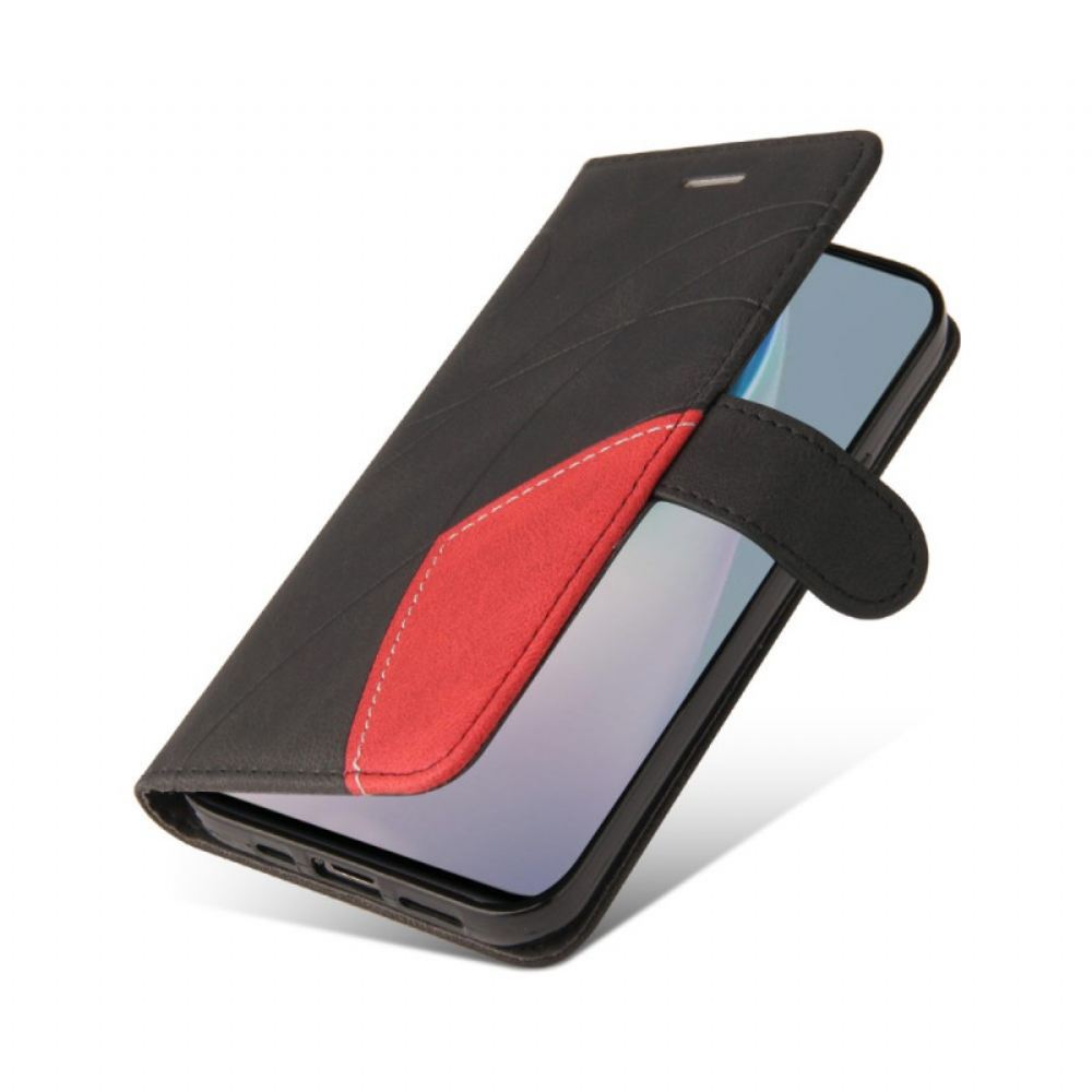 Flipové Pouzdro Na OnePlus Nord N10 Dvoubarevná Charakteristická Umělá Kůže