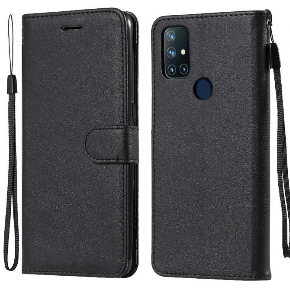 Flipové Pouzdro Na OnePlus Nord N10 Na Lana Pásek S Koženým Efektem