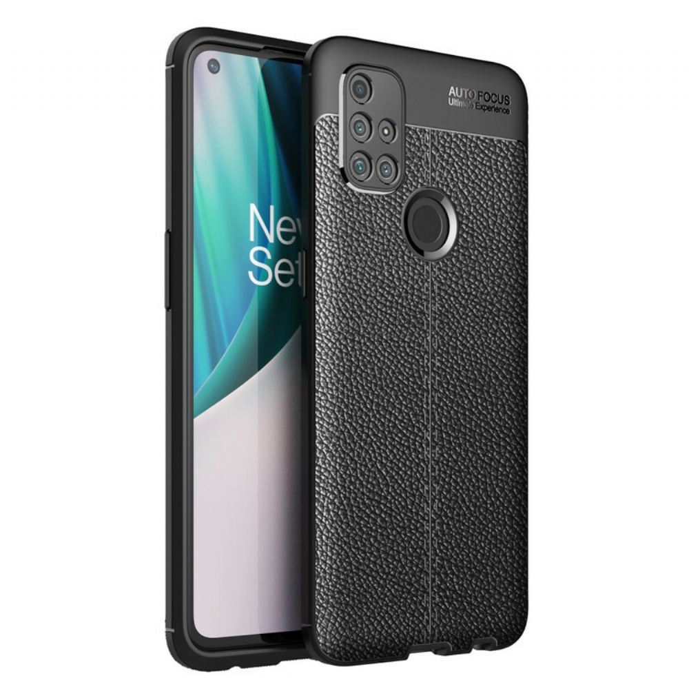 Kryt Na OnePlus Nord N10 Efekt Kůže Litchi S Dvojitou Linií