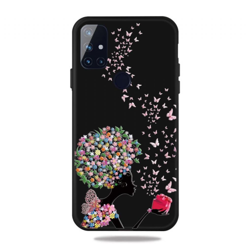 Kryt Na OnePlus Nord N10 Žena S Květinovou Hlavou