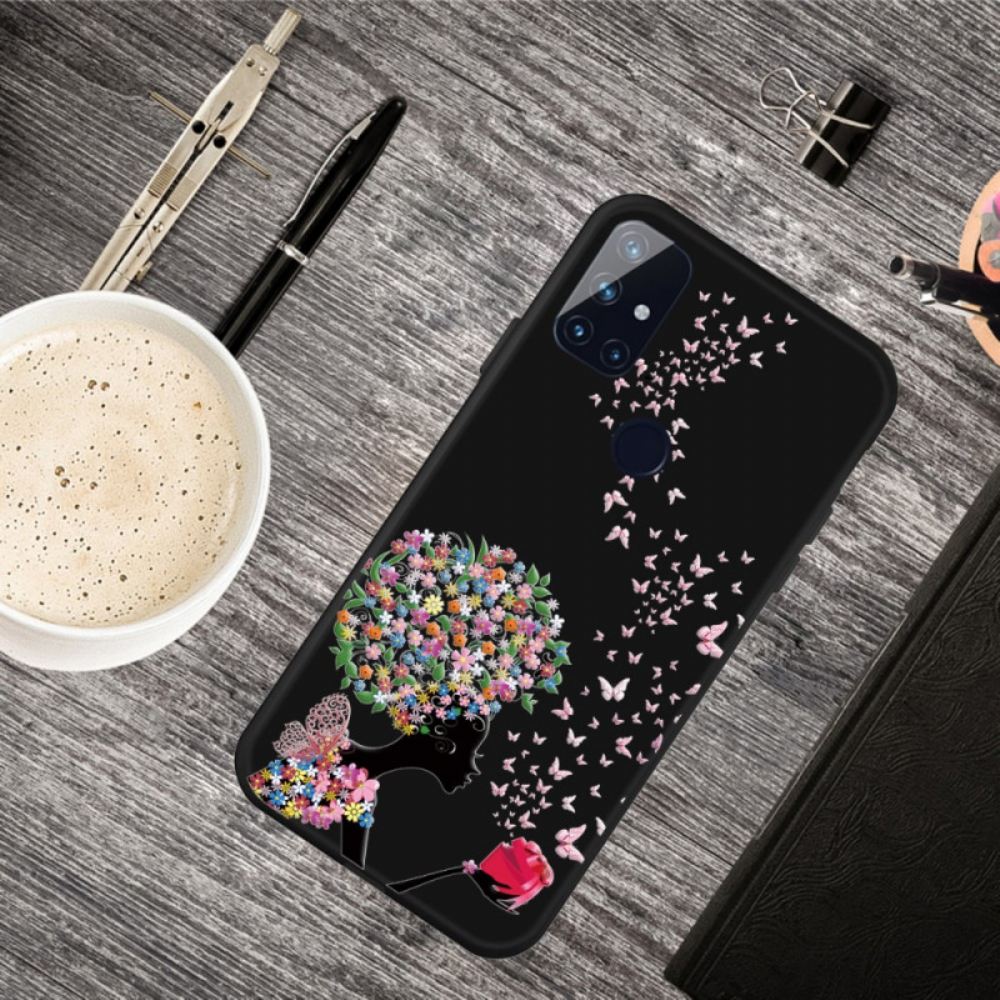 Kryt Na OnePlus Nord N10 Žena S Květinovou Hlavou