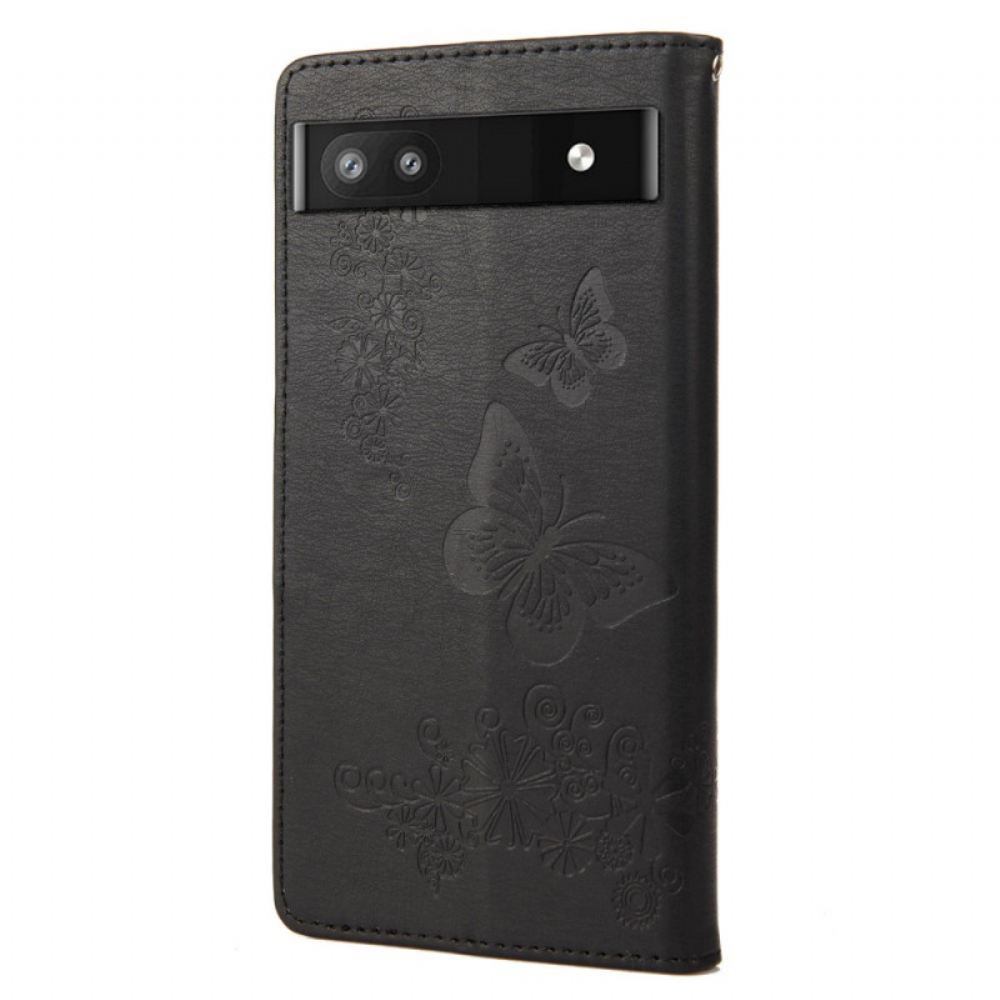 Kožené Pouzdro Na Google Pixel 6A Úžasní Motýli
