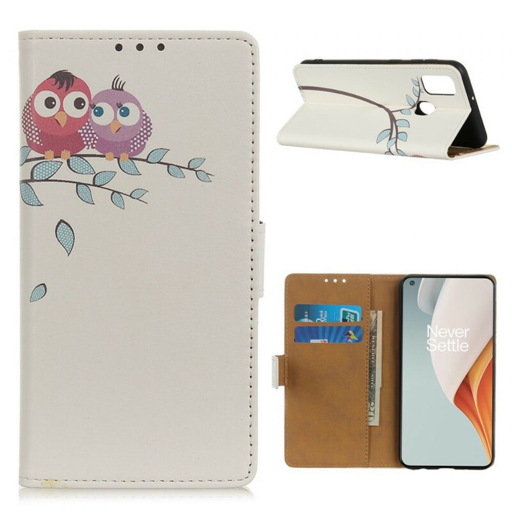 Flipové Pouzdro Na OnePlus Nord N100 Pár Sov Na Stromě
