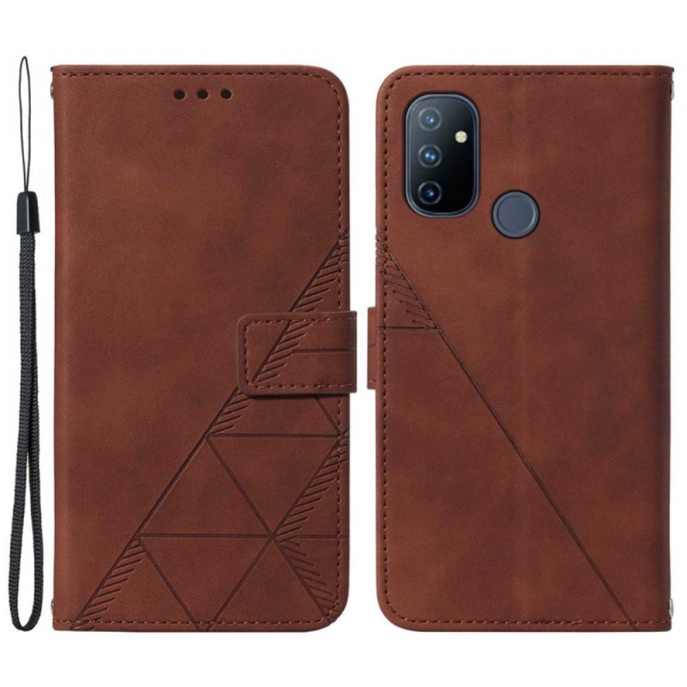 Flipové Pouzdro Na OnePlus Nord N100 Trojúhelník Z Umělé Kůže S Páskem