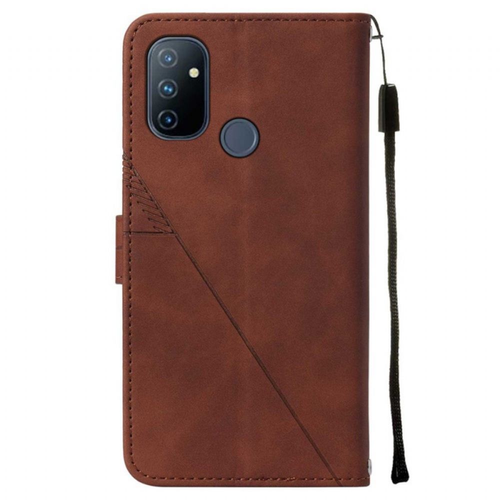 Flipové Pouzdro Na OnePlus Nord N100 Trojúhelník Z Umělé Kůže S Páskem