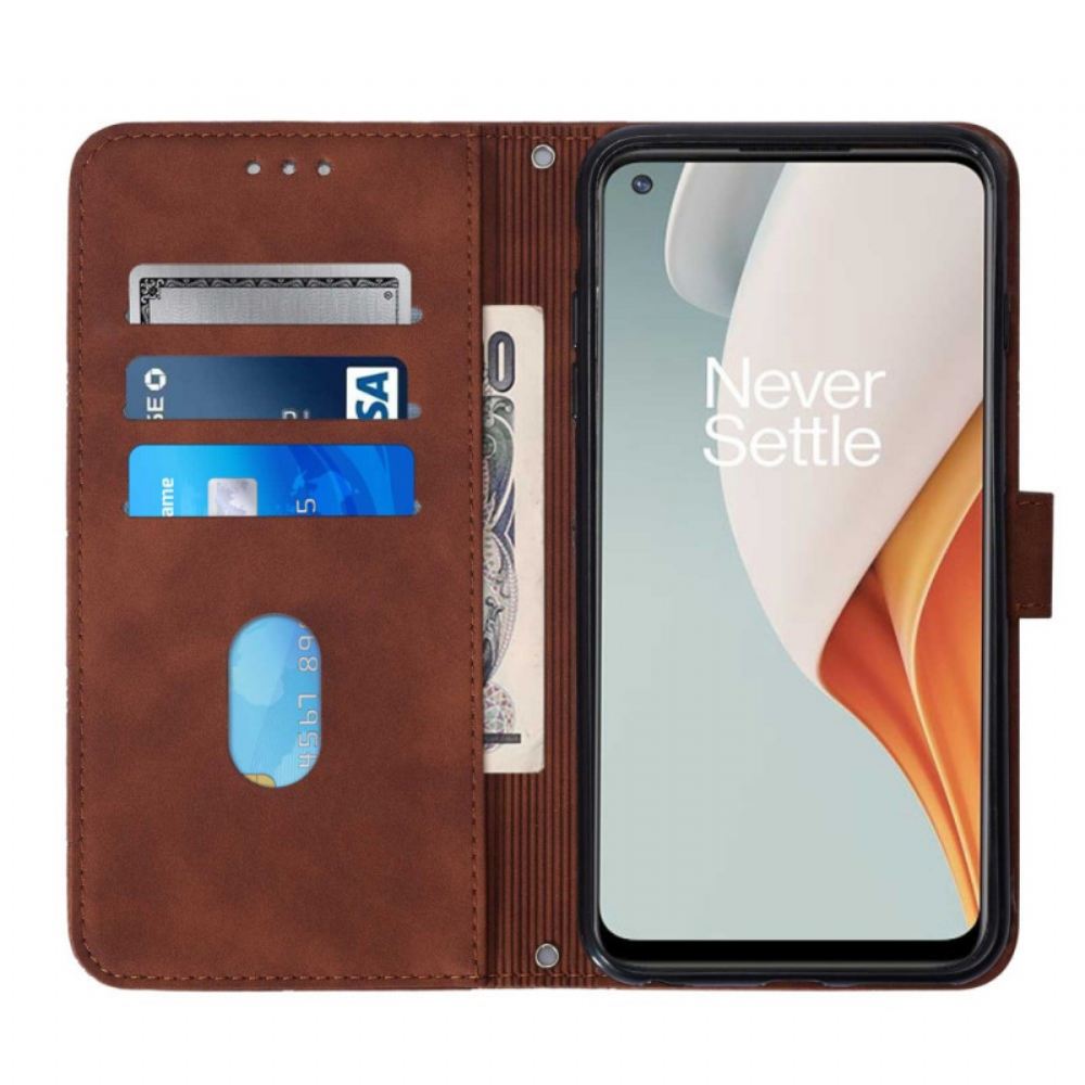 Flipové Pouzdro Na OnePlus Nord N100 Trojúhelník Z Umělé Kůže S Páskem