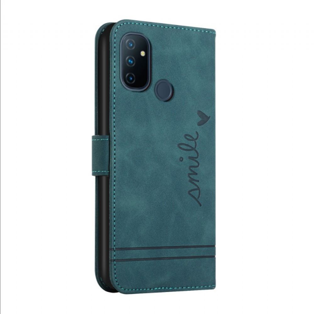 Flipové Pouzdro Na OnePlus Nord N100 Usmívejte Se Pomocí Šňůrky
