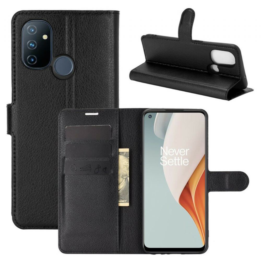 Kožené Pouzdro Na OnePlus Nord N100 Klasický Efekt Liči