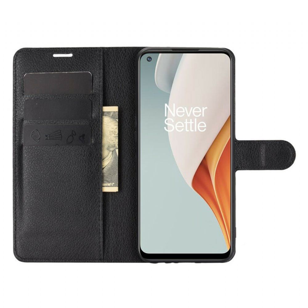 Kožené Pouzdro Na OnePlus Nord N100 Klasický Efekt Liči