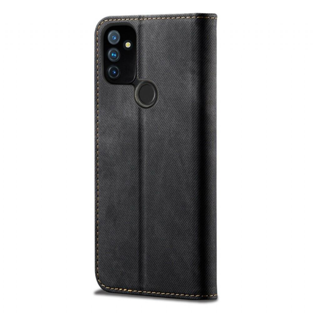 Kryty Na Mobil Na OnePlus Nord N100 Flipové Pouzdro Textura Džínů Z Umělé Kůže