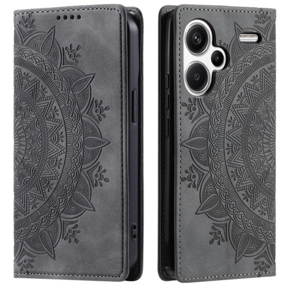 Kožené Pouzdro Folio Xiaomi Redmi Note 13 Pro Plus 5g Efekt Mandala Suede