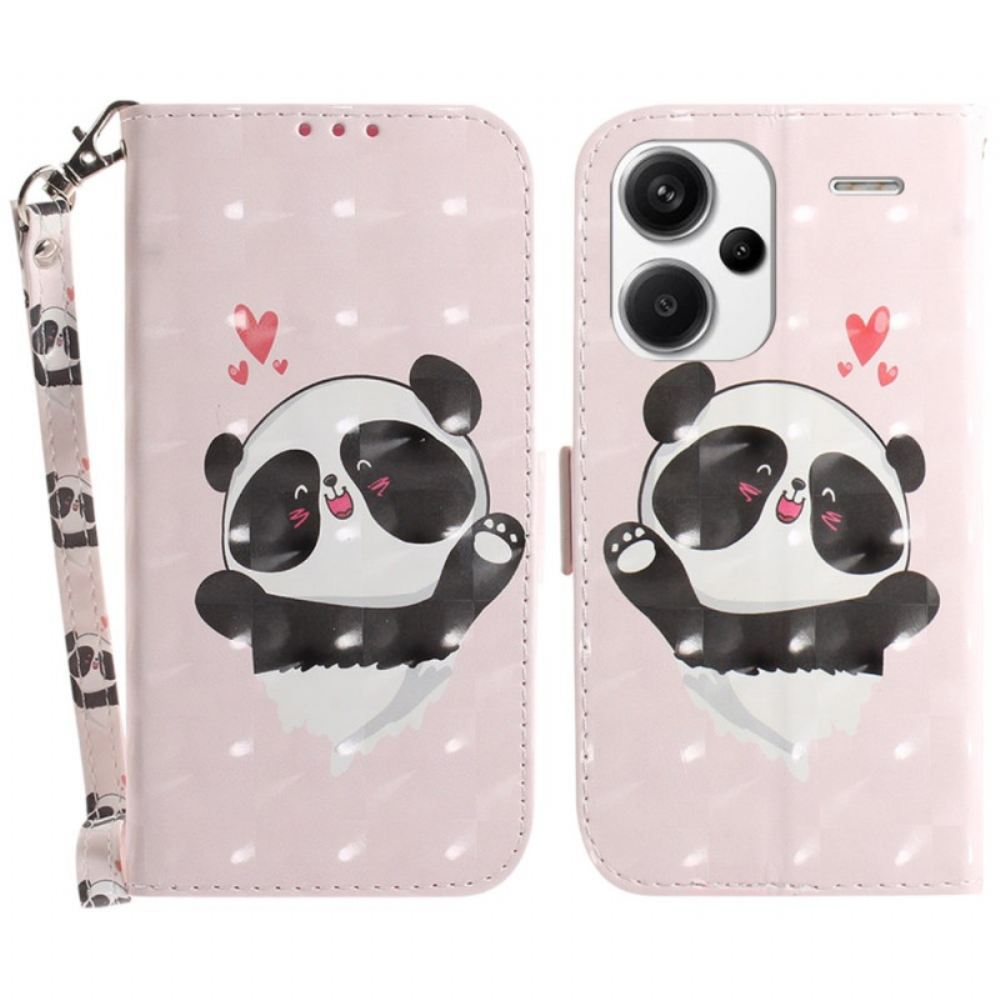 Kožený Kryt Na Xiaomi Redmi Note 13 Pro Plus 5g Panda Love With Strap